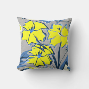Geel en blauw bloemen met enkels. kussen