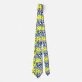 Geel en blauw bloemen met enkels stropdas (Voorkant)