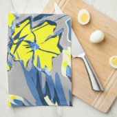 Geel en blauw bloemen met enkels. theedoek (Quarter Fold)