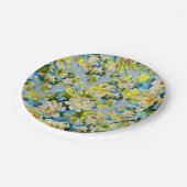 geel en blauw bloemenpatroon papieren bordje (Gekanteld)