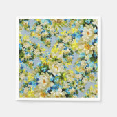  geel en blauw bloemenpatroon servetten (Voorkant)
