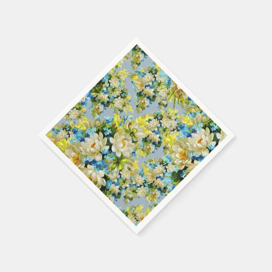  geel en blauw bloemenpatroon servetten (Hoek)