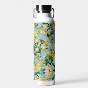 geel en blauw bloemenpatroon waterfles
