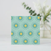 Geel en blauw bloemenprint kaart (Staand voorkant)