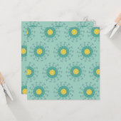 Geel en blauw bloemenprint kaart (Voorkant / Achterkant in situ)