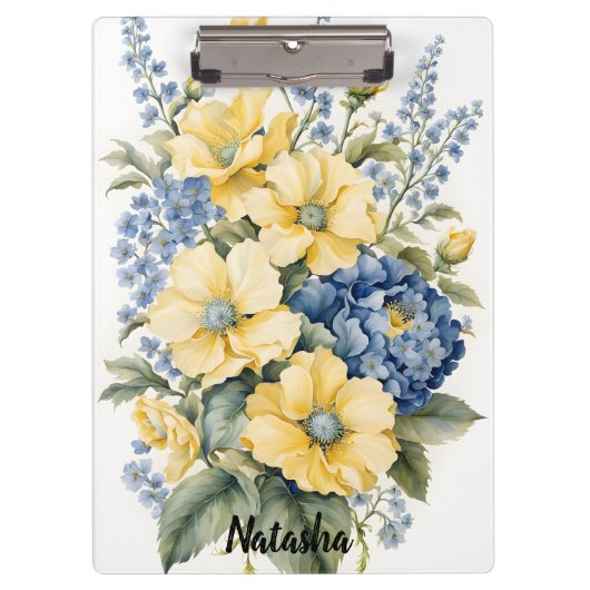 Geel en Blauw Boeket Klembord (Voorkant)