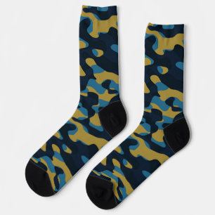 geel en blauw camouflage abstract sokken