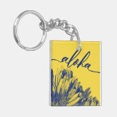 Geel en blauw Cereus Aloha Square Sleutelhanger Mi (Voorkant Links)