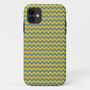 Geel en blauw Chevron Zigzag Pattern iPhone 11 Hoesje