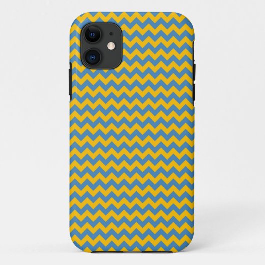 Geel en blauw Chevron Zigzag Pattern Case-Mate iPhone Case (Achterkant)