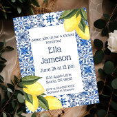 Geel en Blauw Citroen Thema Douche Uitnodiging