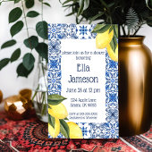 Geel en Blauw Citroen Thema Douche Uitnodiging