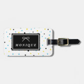 Geel en Blauw Confetti Stippen Patroon Custom Bagagelabel (Voorkant horizontaal)