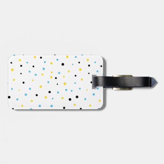 Geel en Blauw Confetti Stippen Patroon Custom Bagagelabel (Achterkant horizontaal)