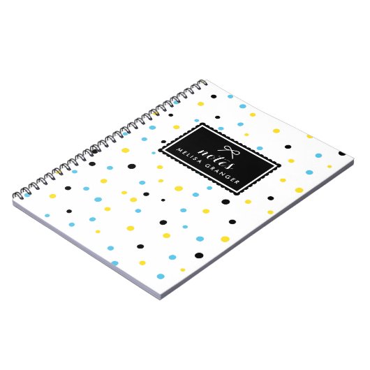 Geel en Blauw Confetti Stippen Patroon Notitieboek (Linkerzijde)