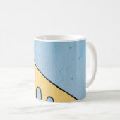 Geel en blauw demper koffiemok (Voorkant rechts)