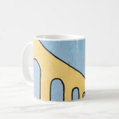 Geel en blauw demper koffiemok (Voorkant links)