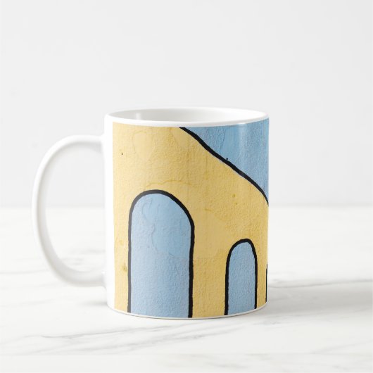 Geel en blauw demper koffiemok (Links)