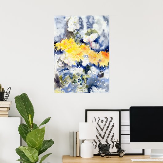 Geel en blauw door Charles Demuth Poster (Thuiskantoor)