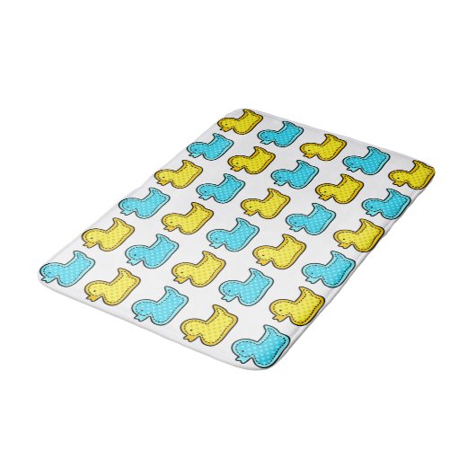 Geel en blauw Duck Patroon Badmat (Gekanteld)