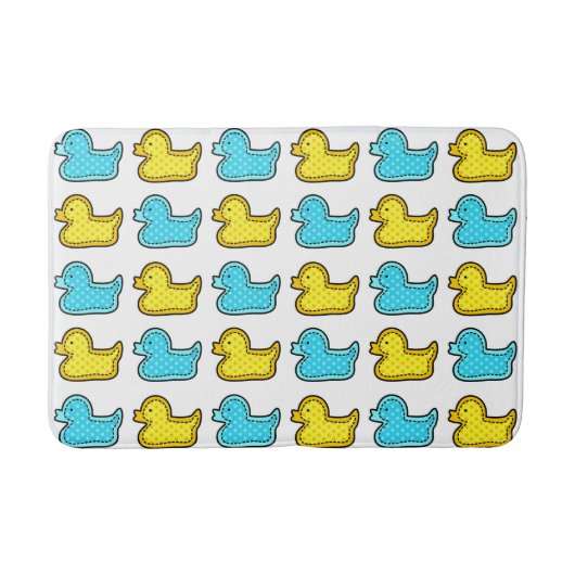 Geel en blauw Duck Patroon Badmat (Voorkant)
