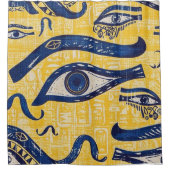 Geel en Blauw Egyptisch Patroon - Oog van Horus Douchegordijn (Voorkant)