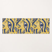 Geel en Blauw Egyptisch Patroon - Oog van Horus Yogamat (Voorkant (horizontaal))