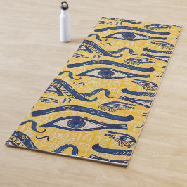Geel en Blauw Egyptisch Patroon - Oog van Horus Yogamat