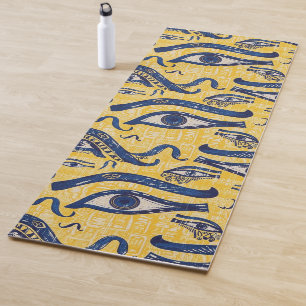 Geel en Blauw Egyptisch Patroon - Oog van Horus Yogamat