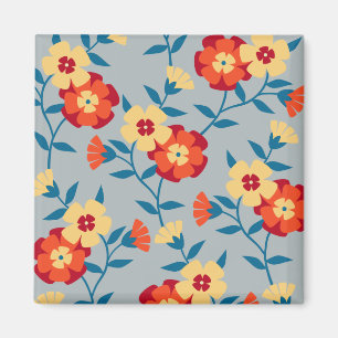 Geel en blauw Floral Modern Magnet