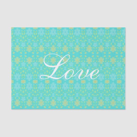 Geel en blauw Floral Patroon Tissuepapier (Voorkant)