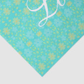 Geel en blauw Floral Patroon Tissuepapier (Detail)