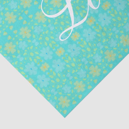 Geel en blauw Floral Patroon Tissuepapier (Detail)