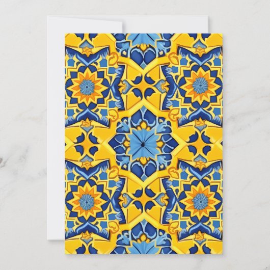 Geel en blauw Gedetailleerde Tegel Verjaardag Kaart (Achterkant)
