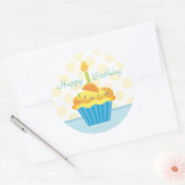 Geel en blauw geel ronde sticker (Envelop)