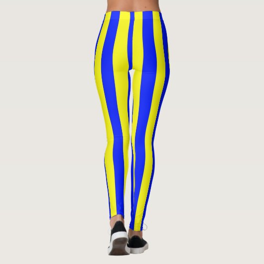 Geel en blauw gekleurd gestreepte patroon leggings (Achterkant)