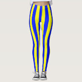 Geel en blauw gekleurd gestreepte patroon leggings (Voorkant)