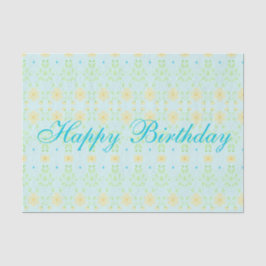 Geel en Blauw Gelukkig Verjaardagsweefseldocument Tissuepapier