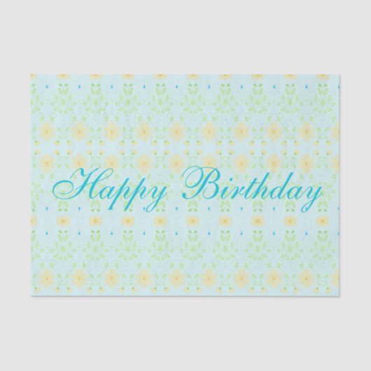 Geel en Blauw Gelukkig Verjaardagsweefseldocument Tissuepapier (Voorkant)