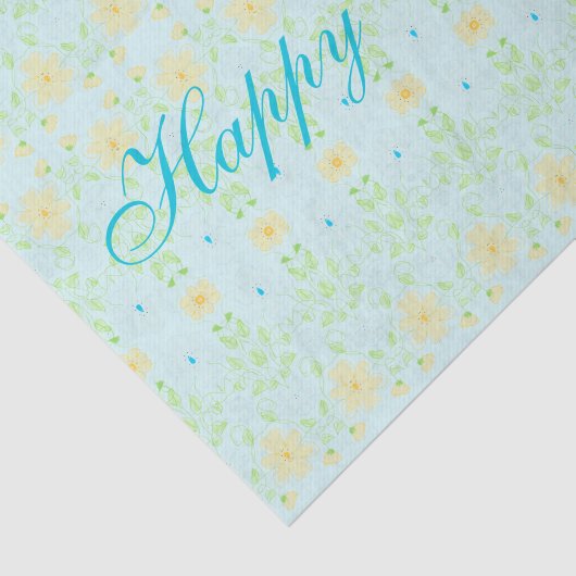 Geel en Blauw Gelukkig Verjaardagsweefseldocument Tissuepapier (Detail)