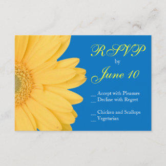 Geel en blauw Gerber Daisy Wedding RSVP's RSVP Kaartje
