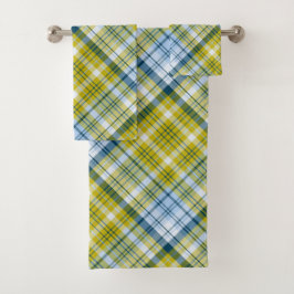 Geel en blauw geruit bad handdoek