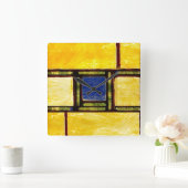 Geel en blauw glazen vensterklok vierkante klok (Huis)
