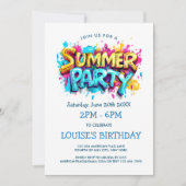 Geel en Blauw Graffiti Stijl Zomerfeest Kaart (Voorkant)