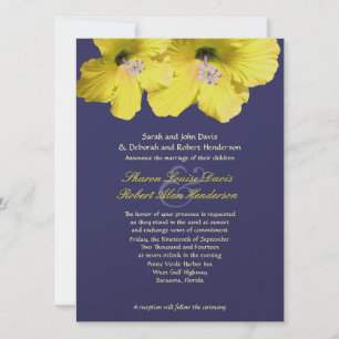 Geel en blauw hibiscus Weddenschap Kaart