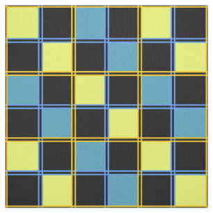 Geel en blauw ingecheckt patroon stof
