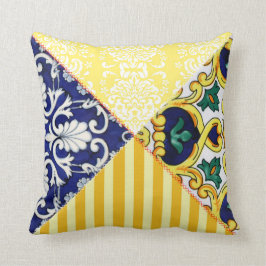 Geel en Blauw Italiaans Pillow Kussen