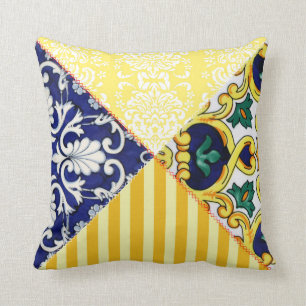 Geel en Blauw Italiaans Pillow Kussen
