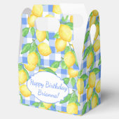 Geel en Blauw Katoenen Gingham Custom Bedankdoosjes (Geopend)