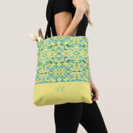 Geel en blauw kleurenplatform tote bag